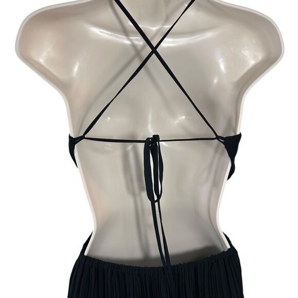 BCBGeneration Black Pleated Open Back Side Slit Maxi Dress - Picture 9 of 13